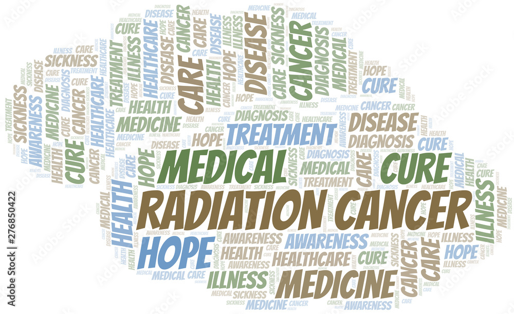 Radiation Cancer word cloud. Vector made with text only.