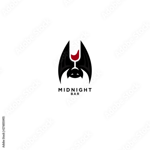 midnight bar with bat logo vector icon ilustration