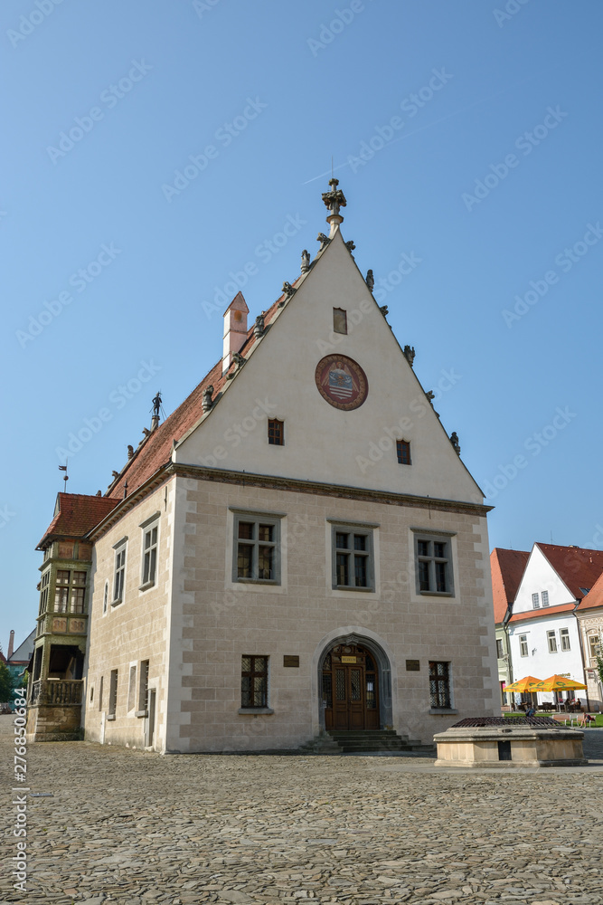 Old historic town hall in Radnicne Square in small city of Bardejov