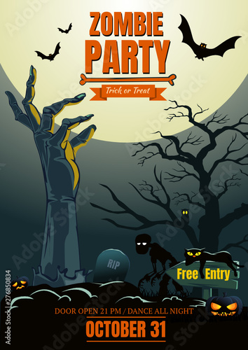 Halloween Zombie Hand in the Graves Poster artwork.