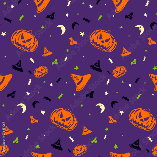 Halloween event vector illustration. loop background design with cartoon style.