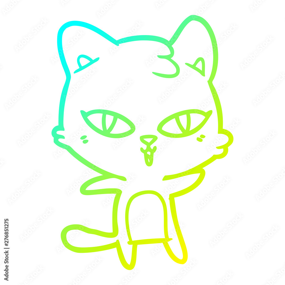 Obraz premium cold gradient line drawing cartoon cat