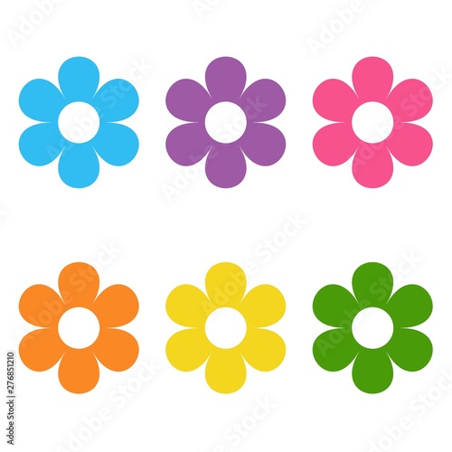 Set of flat icon flower icons in silhouette isolated on white. cute daisy