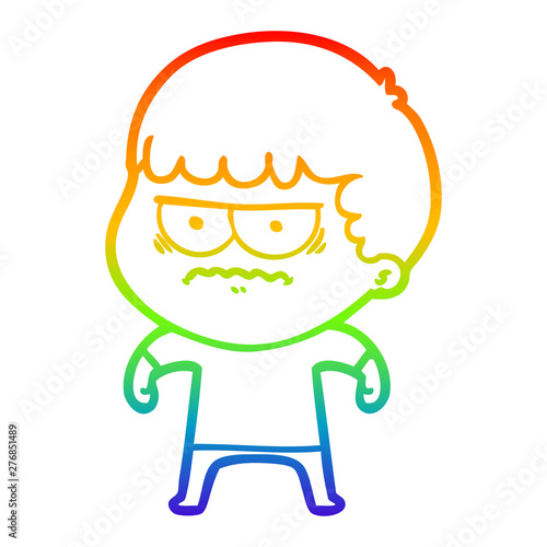 rainbow gradient line drawing cartoon annoyed man
