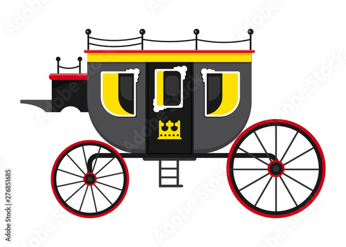 Carriage coach vector vintage transport with old wheels and antique transportation illustration set of coachman character royal for horse and chariot wagon for traveling isolated on white background