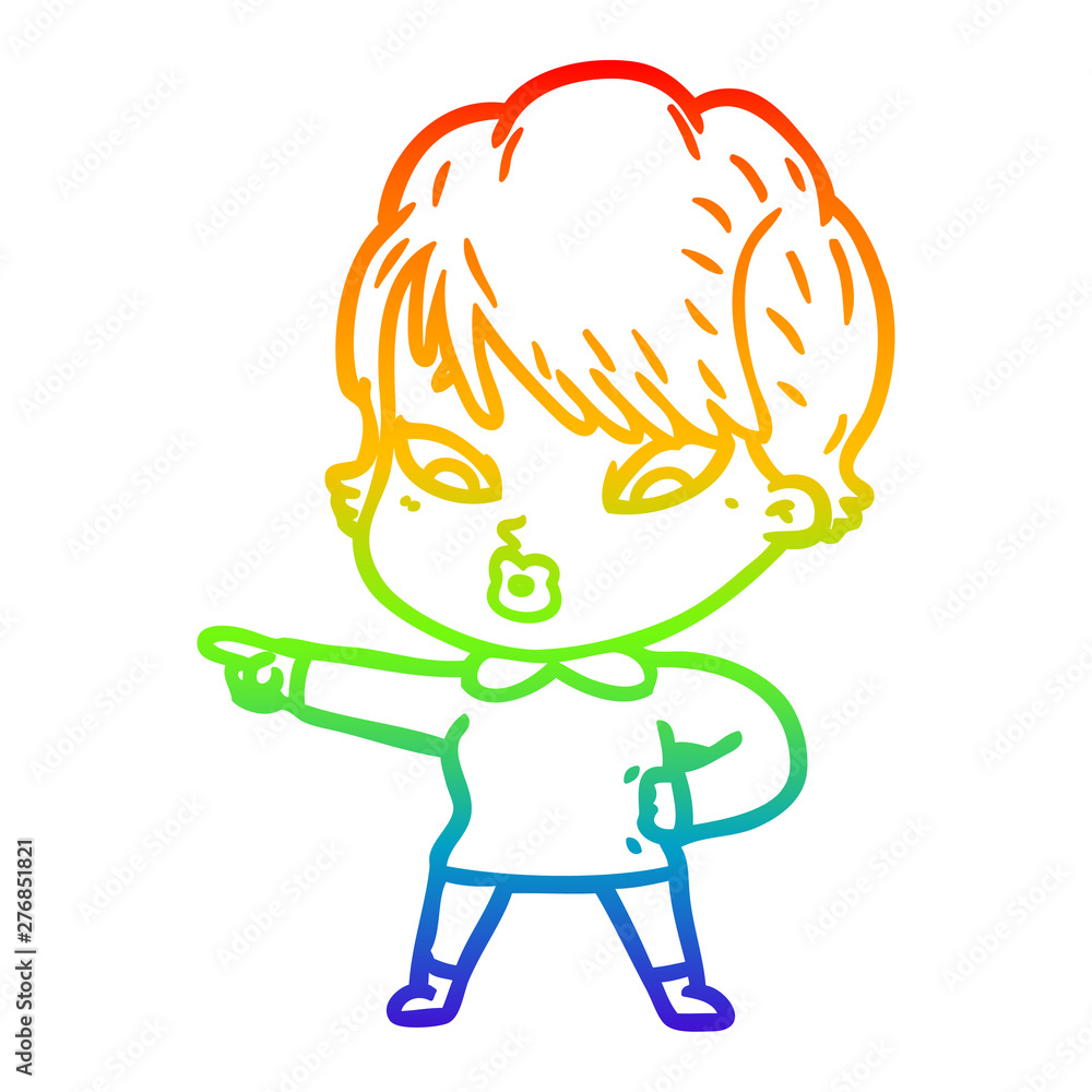 rainbow gradient line drawing cartoon woman rainbow gradient line drawing cartoon woman
