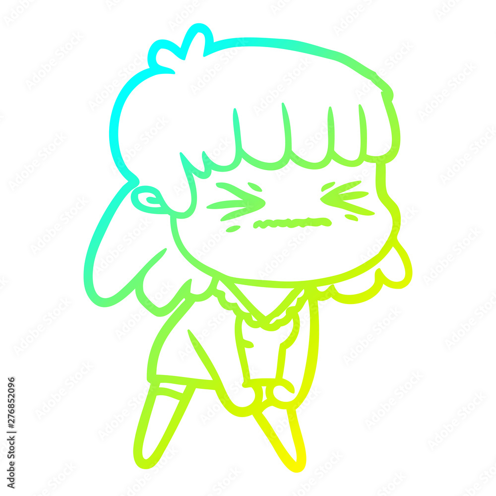 cold gradient line drawing cartoon angry girl cold gradient line drawing cartoon angry girl