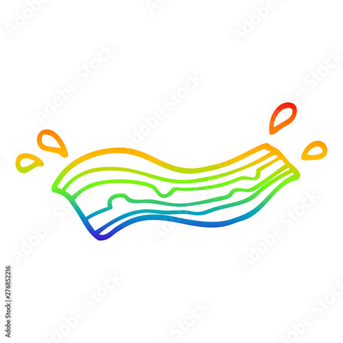 rainbow gradient line drawing cartoon sizzling bacon