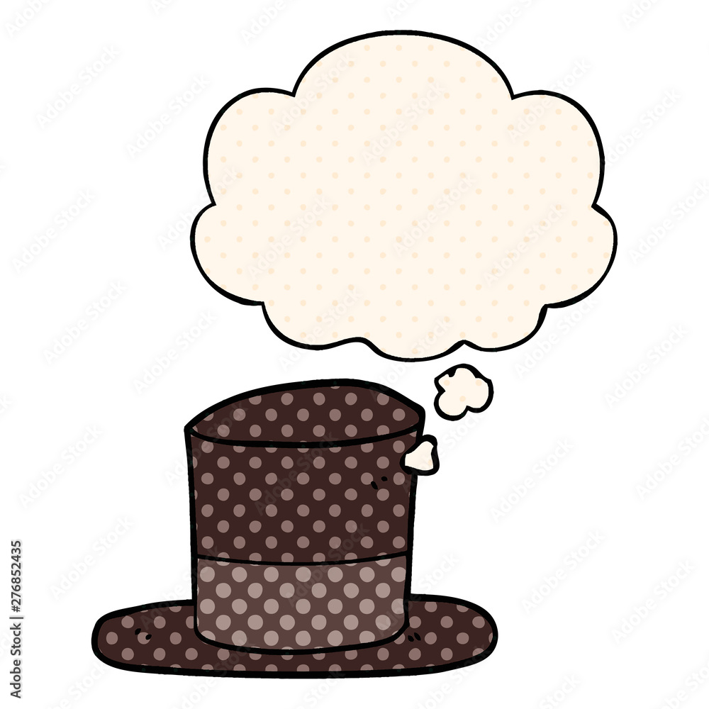 cartoon top hat and thought bubble in comic book style cartoon top hat and thought bubble in comic book style