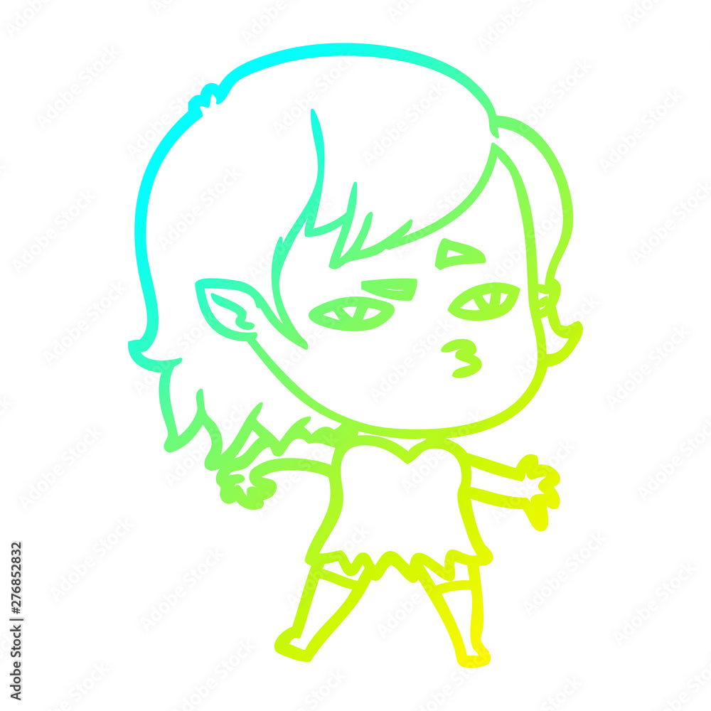 Obraz premium cold gradient line drawing cartoon vampire girl