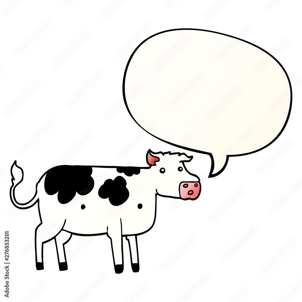 cartoon cow and speech bubble in smooth gradient style cartoon cow and speech bubble in smooth gradient style