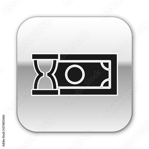 Black Fast payments icon isolated on white background. Fast money transfer payment. Financial services, fast loan, time is money, cash back concept. Silver square button. Vector Illustration