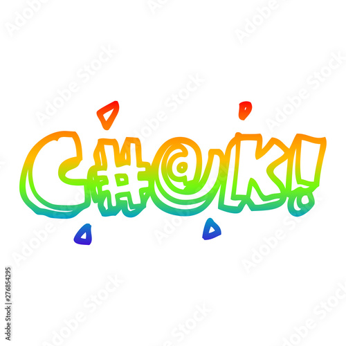 rainbow gradient line drawing cartoon swear word