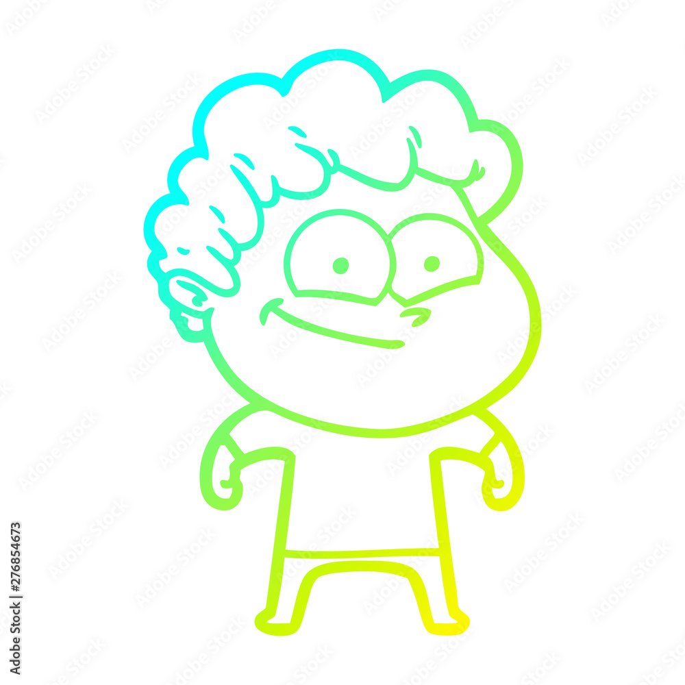cold gradient line drawing cartoon happy man cold gradient line drawing cartoon happy man