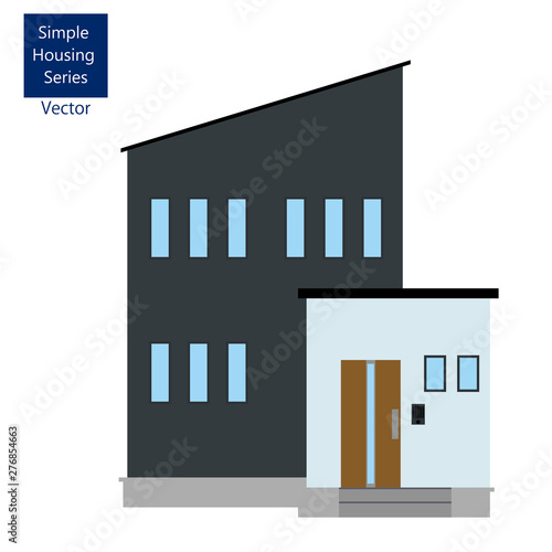 一戸建て、一軒家のイラスト（二階建て）_マイホーム、木造住宅_シンプルな家のイラスト、アイコン