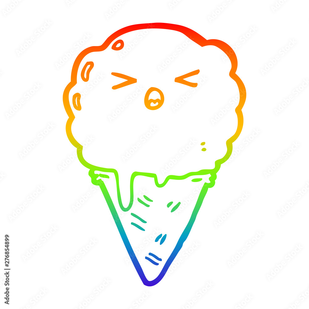 rainbow gradient line drawing cartoon ice cream rainbow gradient line drawing cartoon ice cream