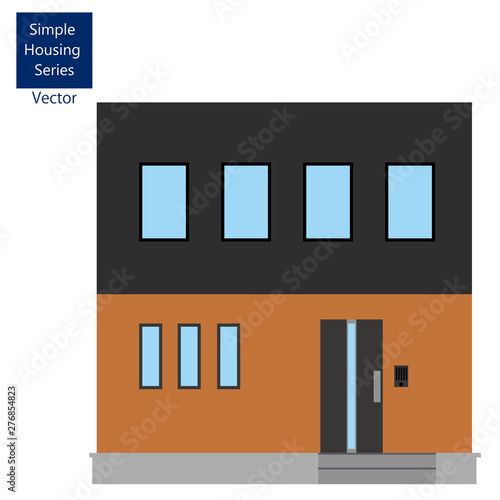 一戸建て、一軒家のイラスト（二階建て）_マイホーム、木造住宅_シンプルな家のイラスト、アイコン