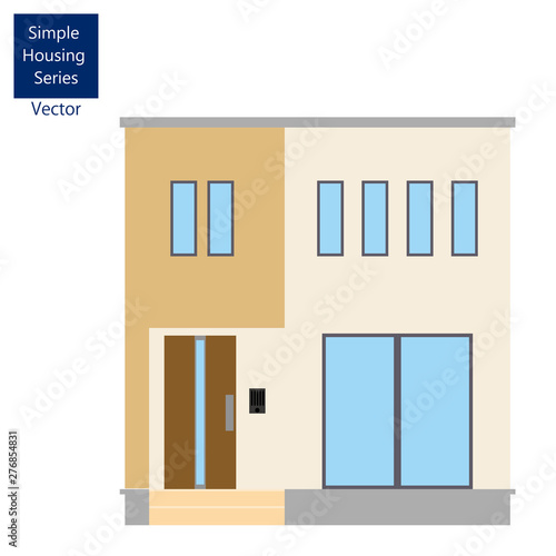 一戸建て、一軒家のイラスト（二階建て）_マイホーム、木造住宅_シンプルな家のイラスト、アイコン