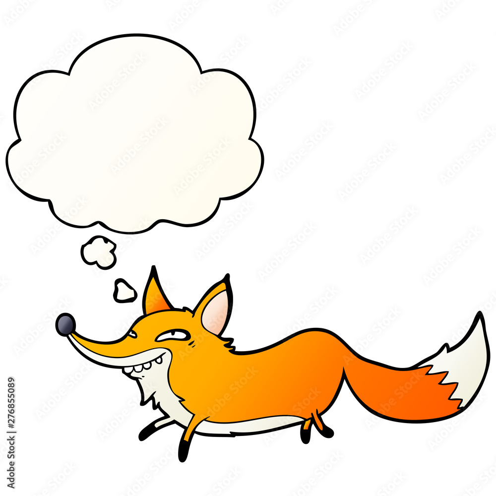 cartoon sly fox and thought bubble in smooth gradient style cartoon sly fox and thought bubble in smooth gradient style