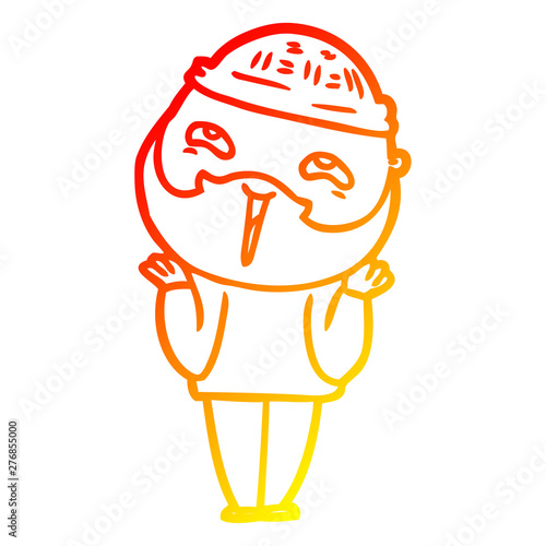 warm gradient line drawing cartoon happy bearded man
