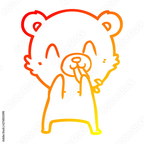 warm gradient line drawing rude cartoon bear
