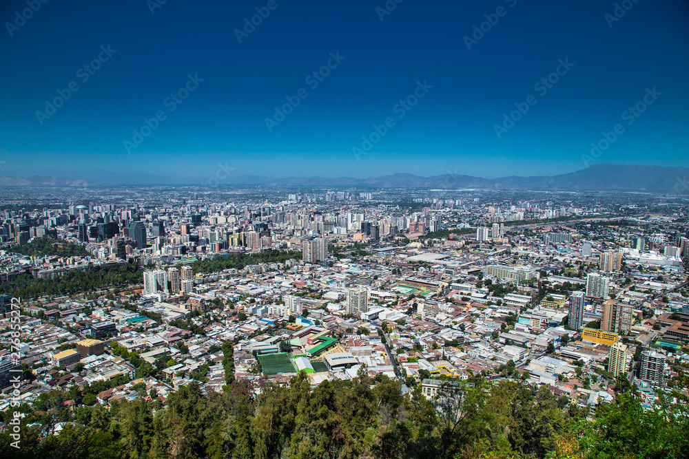 Panoramic view of Santiago de Chile city from San Cristobal hill point of view. Panoramic view of Santiago de Chile city from San Cristobal hill point of view.