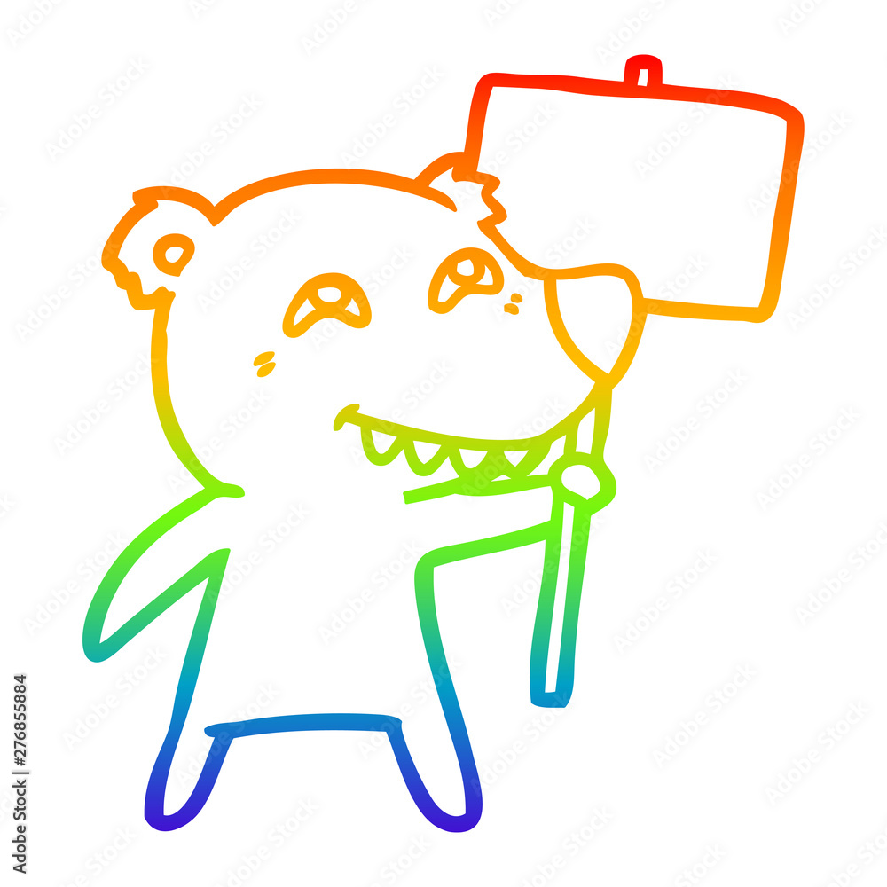 rainbow gradient line drawing cartoon polar bear showing teeth rainbow gradient line drawing cartoon polar bear showing teeth