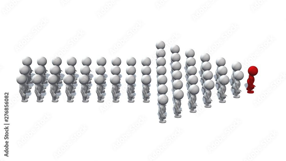 Index arrow made of 3D people with a leader at the top - isolated on white background Index arrow made of 3D people with a leader at the top - isolated on white background