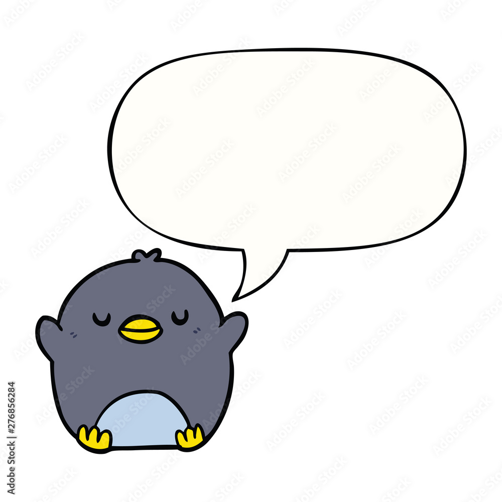 cute cartoon penguin and speech bubble cute cartoon penguin and speech bubble
