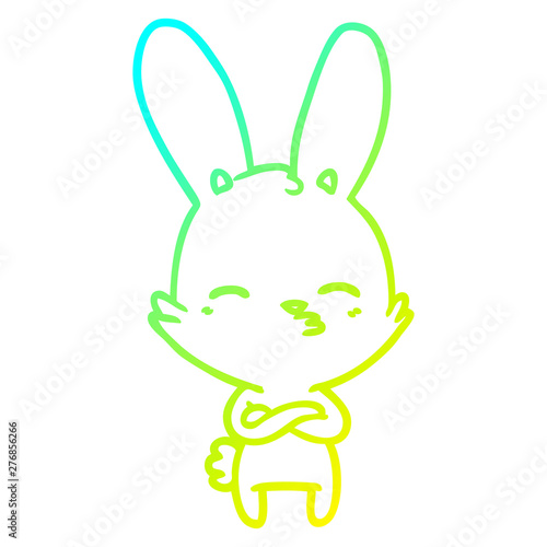cold gradient line drawing curious bunny cartoon