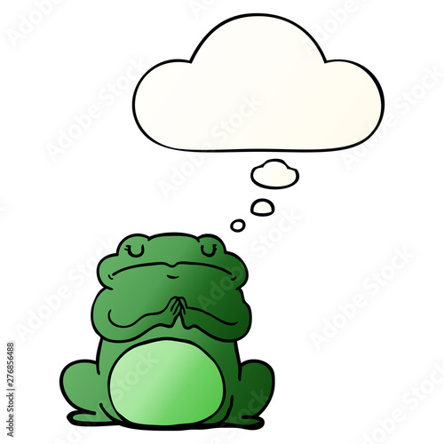 cartoon arrogant frog and thought bubble in smooth gradient style