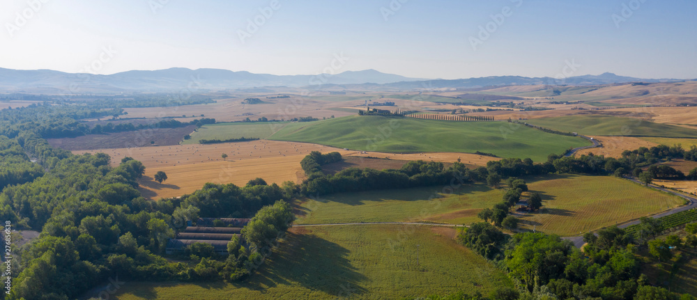 paysage de Toscane en Italie, vue aérienne