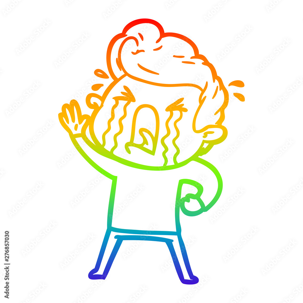 rainbow gradient line drawing cartoon crying man rainbow gradient line drawing cartoon crying man