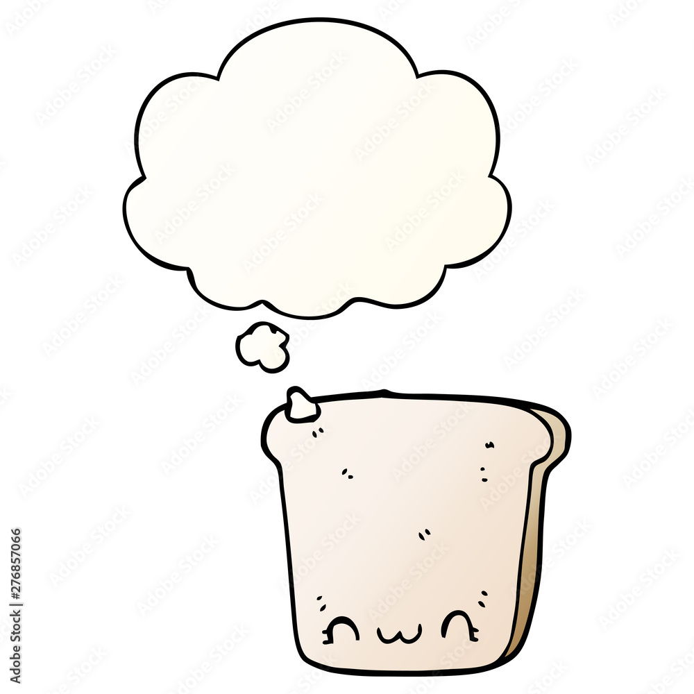 cartoon slice of bread and thought bubble in smooth gradient style cartoon slice of bread and thought bubble in smooth gradient style