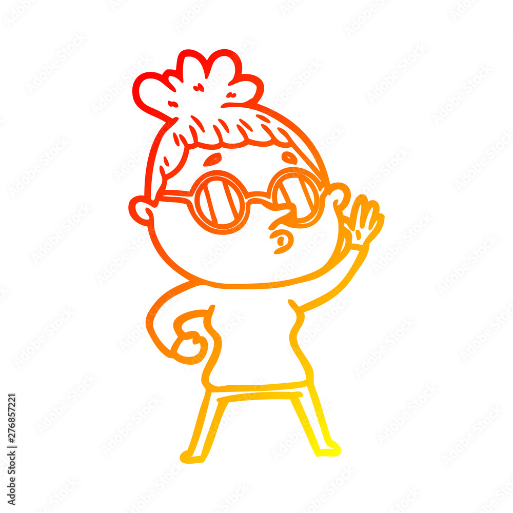 warm gradient line drawing cartoon woman wearing glasses warm gradient line drawing cartoon woman wearing glasses