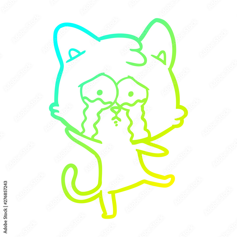 cold gradient line drawing cartoon crying cat cold gradient line drawing cartoon crying cat