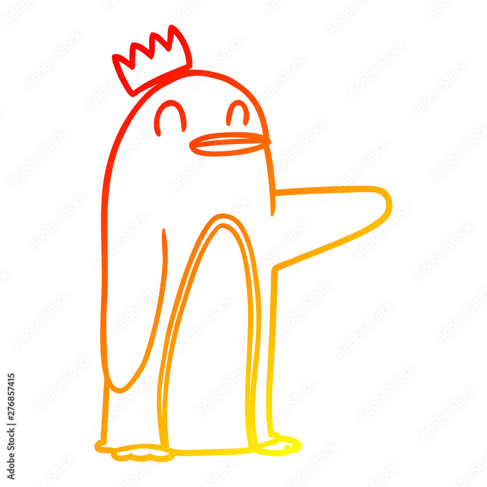 Obraz premium warm gradient line drawing cartoon emperor penguin