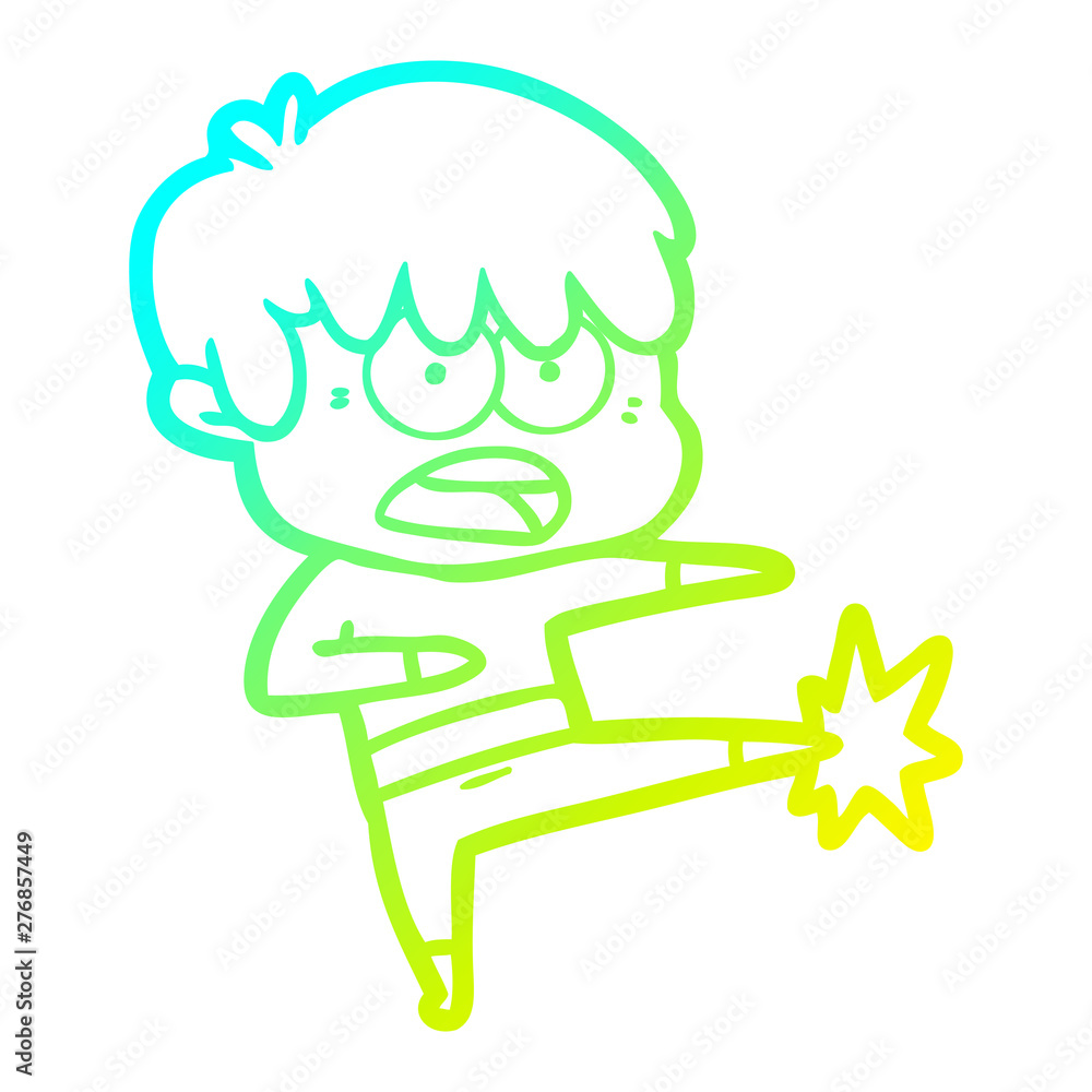 cold gradient line drawing worried cartoon boy cold gradient line drawing worried cartoon boy