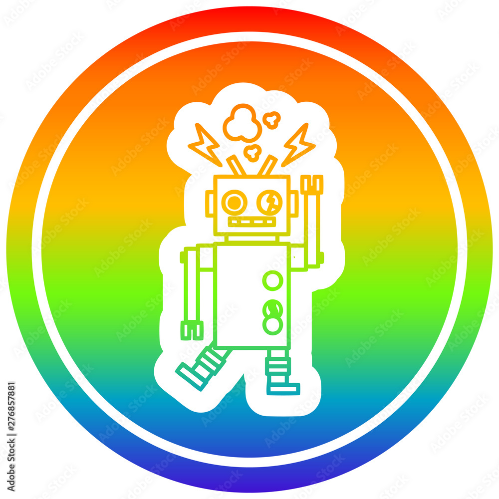 malfunctioning robot circular in rainbow spectrum malfunctioning robot circular in rainbow spectrum