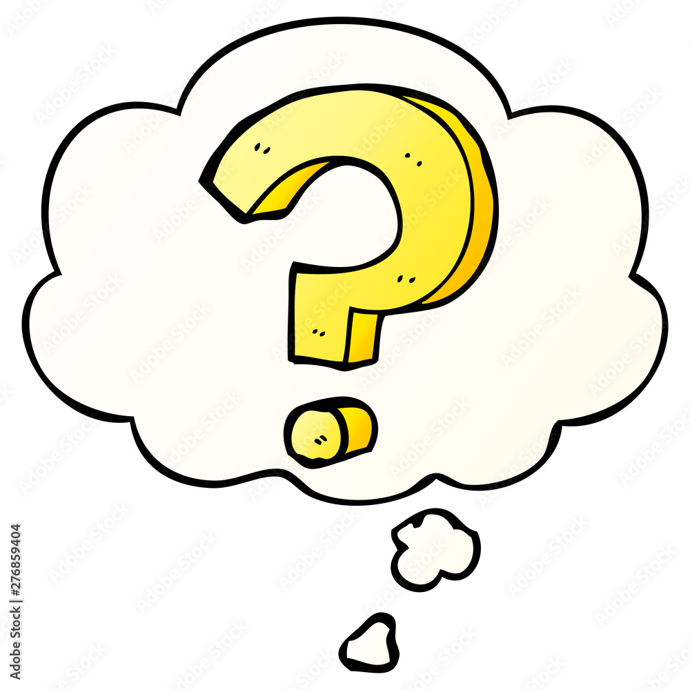 cartoon question mark and thought bubble in smooth gradient style cartoon question mark and thought bubble in smooth gradient style