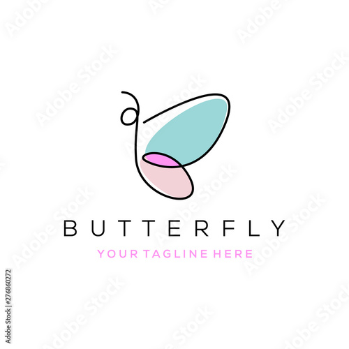 Photography Colorful butterfly line art logo