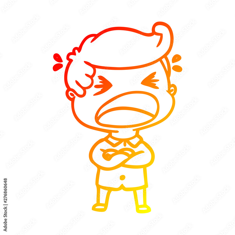 warm gradient line drawing cartoon shouting man