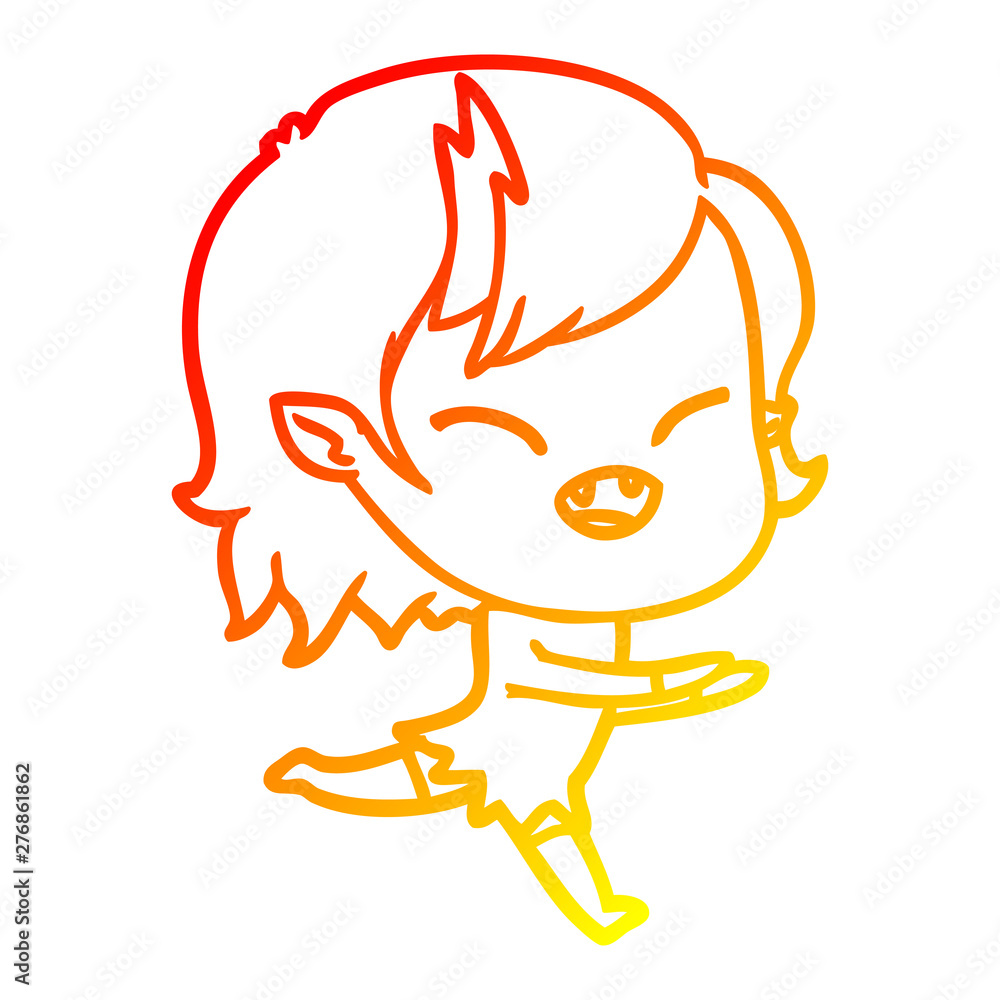 warm gradient line drawing cartoon laughing vampire girl running warm gradient line drawing cartoon laughing vampire girl running