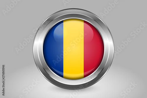 Flag of Chad. Metal and Glass Round Vector Icon. Isolated Free Download Flag of Chad. Metal and Glass Round Vector Icon. Isolated - GFXLoad