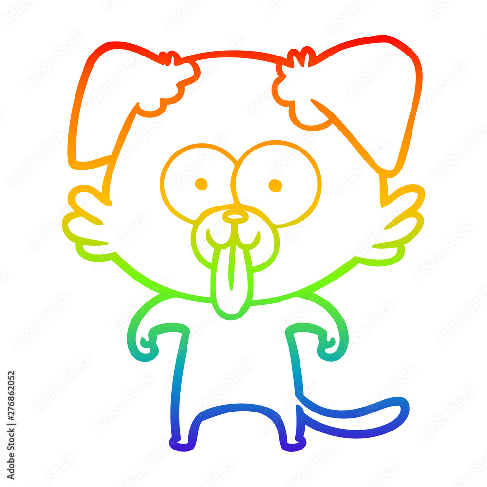 rainbow gradient line drawing cartoon dog with tongue sticking out rainbow gradient line drawing cartoon dog with tongue sticking out