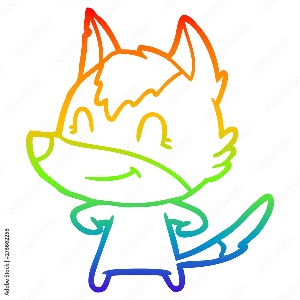 rainbow gradient line drawing friendly cartoon wolf rainbow gradient line drawing friendly cartoon wolf