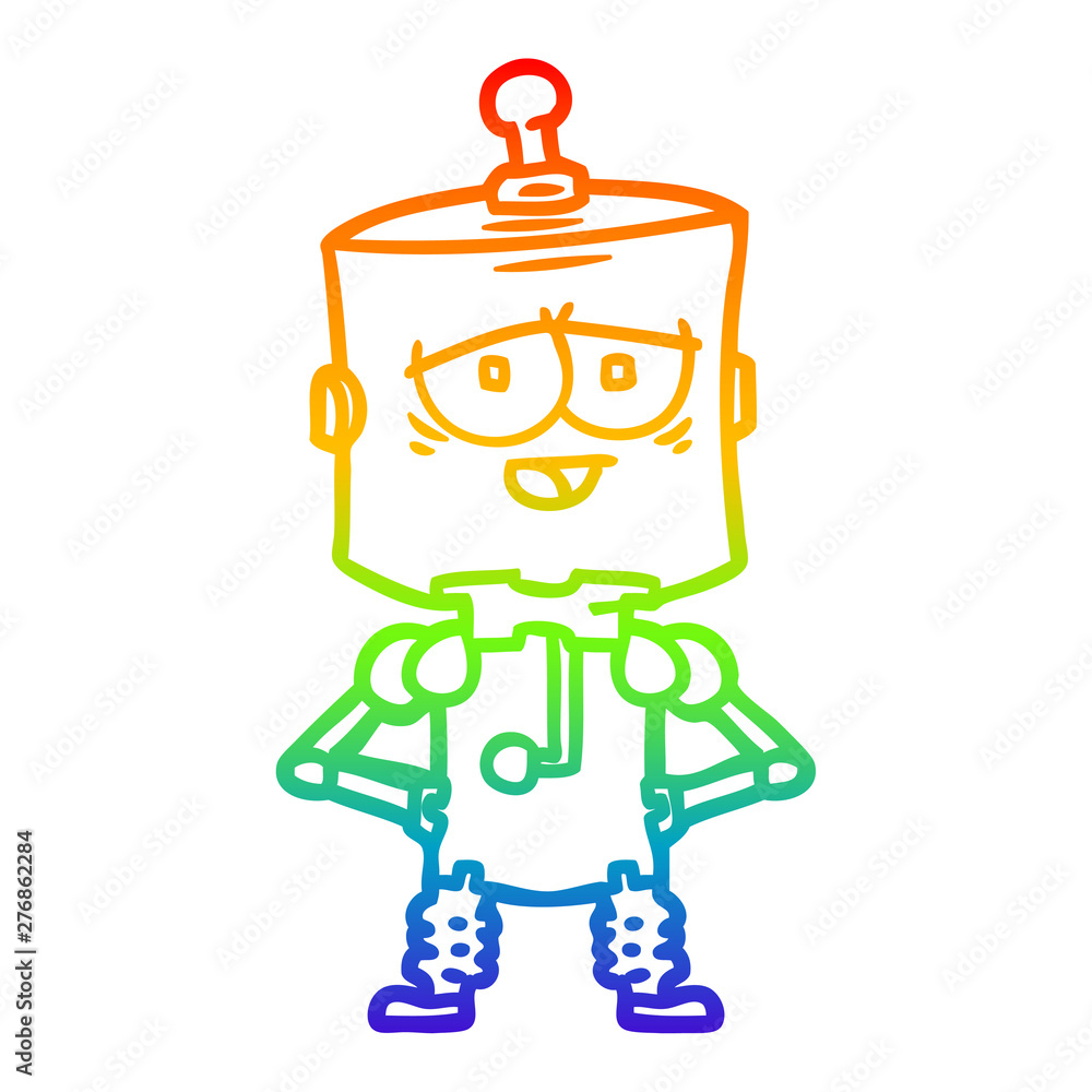 rainbow gradient line drawing cartoon robot rainbow gradient line drawing cartoon robot