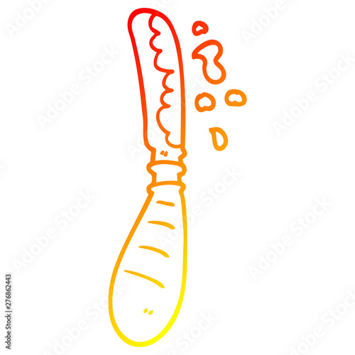 warm gradient line drawing cartoon jam spreading knife