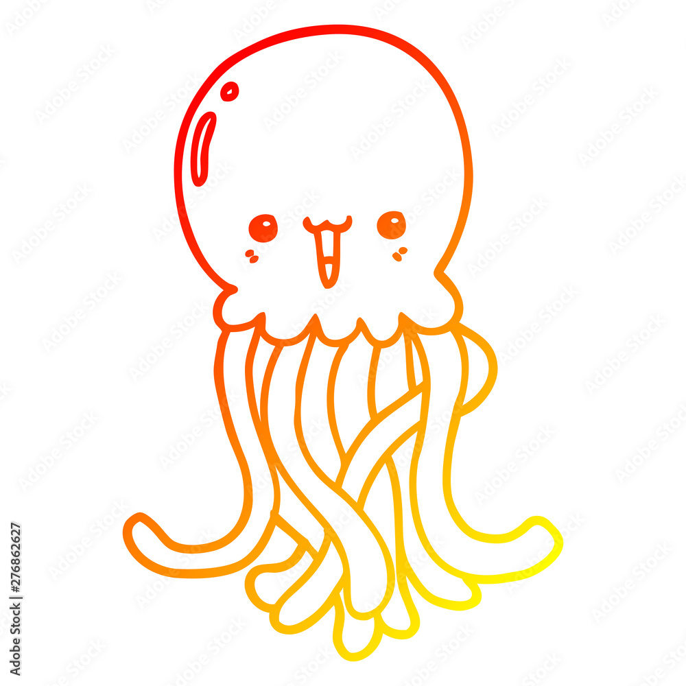 warm gradient line drawing cartoon jellyfish warm gradient line drawing cartoon jellyfish