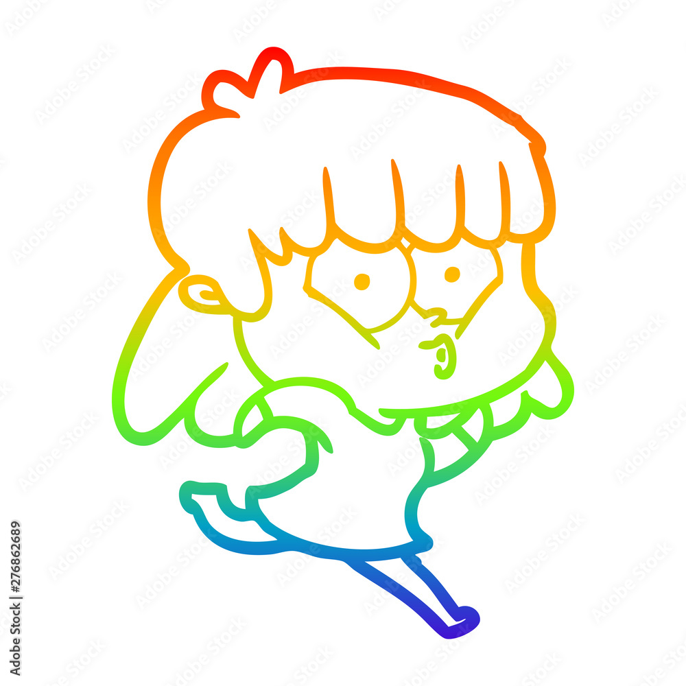 rainbow gradient line drawing cartoon whistling girl rainbow gradient line drawing cartoon whistling girl